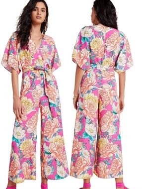 FARM RIO 'Eulalie' Floral Print Wide Leg Jumpsuit - Size XS